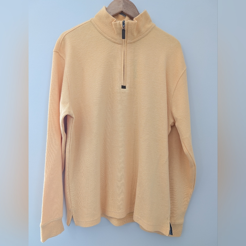Alan Flusser Men’s Large Yellow Quarter Zip Sweater NWT